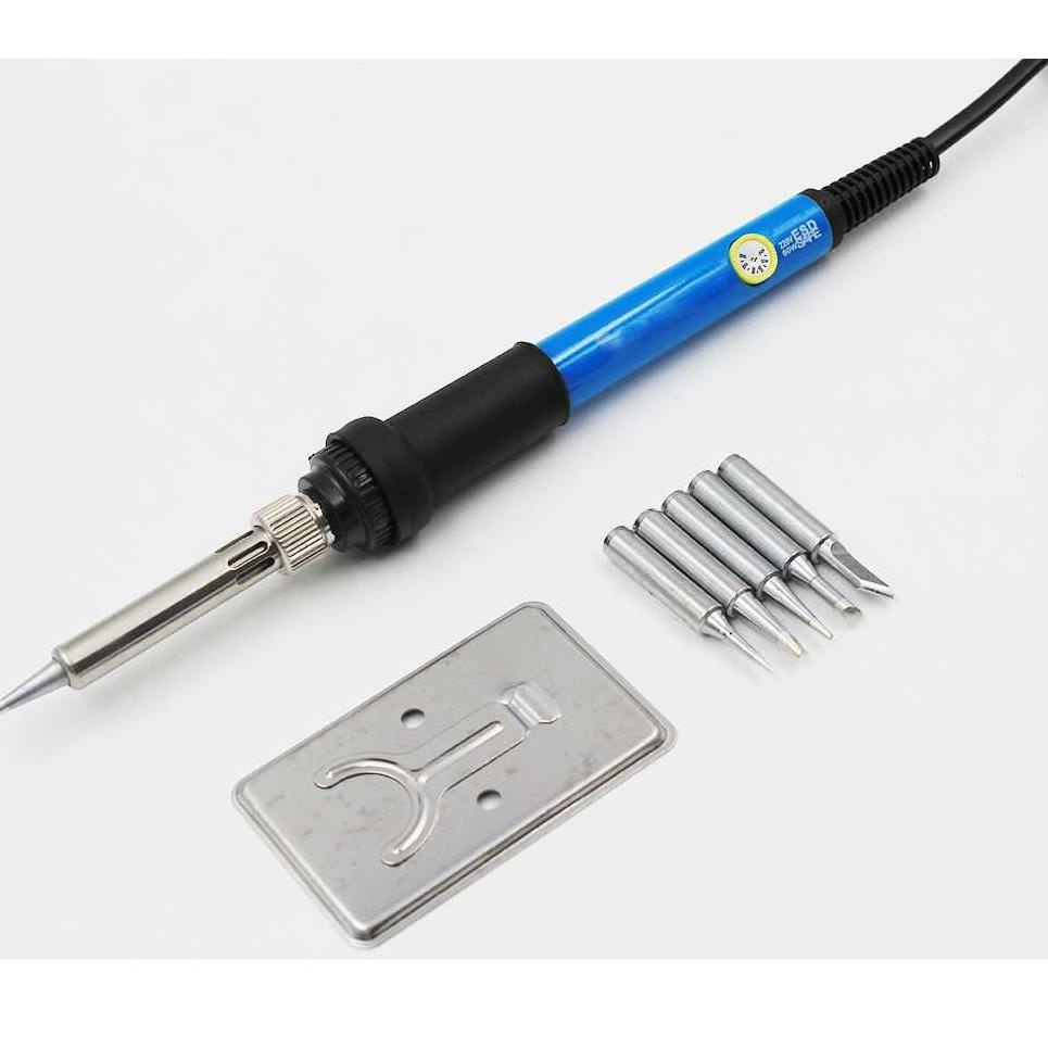 Harga Bersahabat..  Solder Iron Adjustable Temperature 60W with 5 Tips / solder listrik set 60 watt 
