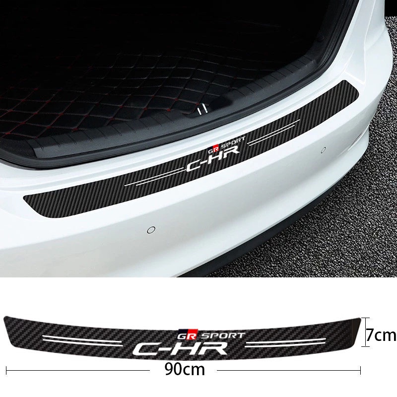 Stiker Pelindung Bumper Bagasi Belakang Mobil Motif Carbon Fiber Anti Air Untuk Toyota CHR C-HR GR Sport