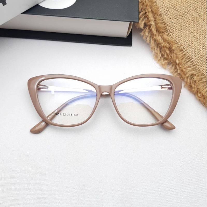 Frame Kacamata Antiradiasi Cat Eye 7603 Minus Cylinder Plus Blueray Anti UV Photocromic dan Bluecromic