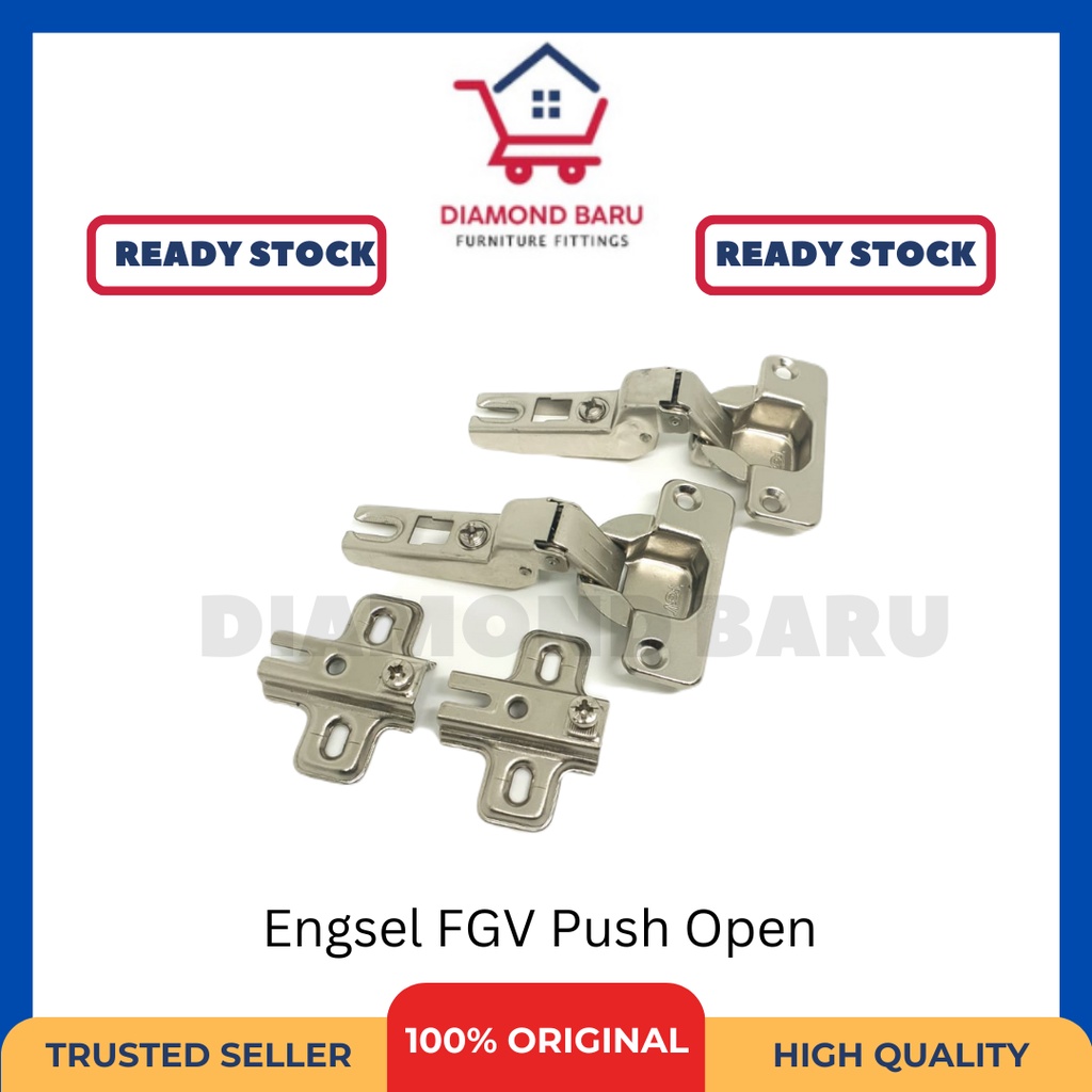 Engsel Sendok Push Open FGV / Engsel P2O Lemari Tanpa Handle / Lurus 1/2 Full Bungkuk