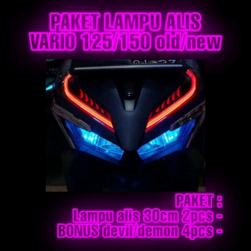 BARU_ LAMPU ALIS VARIO / PAKET 1 SET BONUS DEMON OLD NEW 125 / 150 SEPASANG 30CM BONUS DEMON / DEVIL