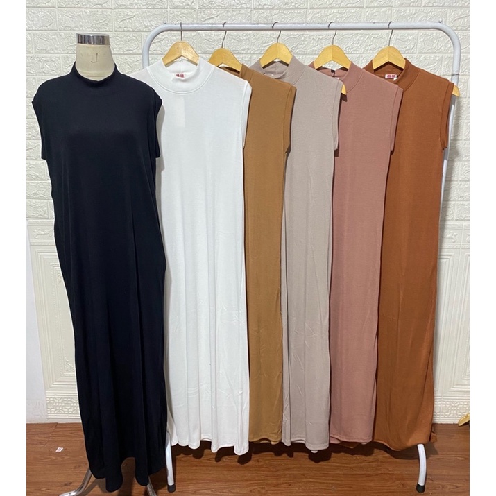 INNER RIB RAJUT LONG DRESS PANJANG INDY LENGAN BUNTUNG LEKBONG MURAH GROSIR