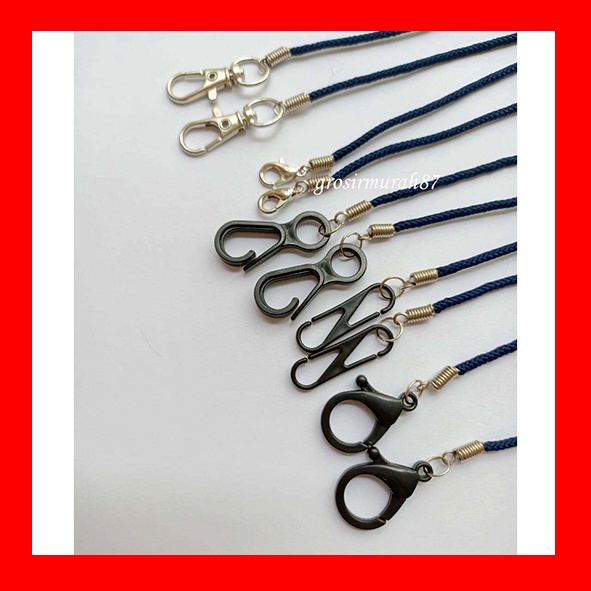 Tali masker dewasa lanyard kalung masker non elastis warna navy ready stok cantolan kokot cantolan besi atau plastik