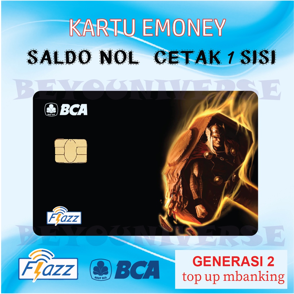 KARTU E-money Superhero THOR pahlawan Anak Marvel Super Etoll kartu Flazz BCA gen 2 / MANDIRI Emoney