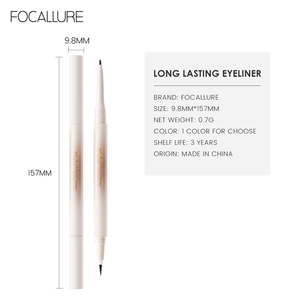 FOCALLURE #ModernUrban 2 IN 1 Liquid &amp; Eyebrow Pencil Gel Eyeliner 2-In-1 Long-Lasting Eyeliner Anti Air Dan Tahan Lama