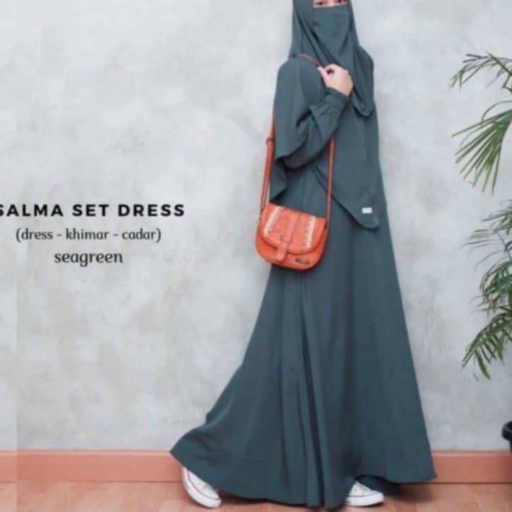Rekomendasi gamis set jilbab salma gamis syar'i polos gamis syari set  jilbab cadar