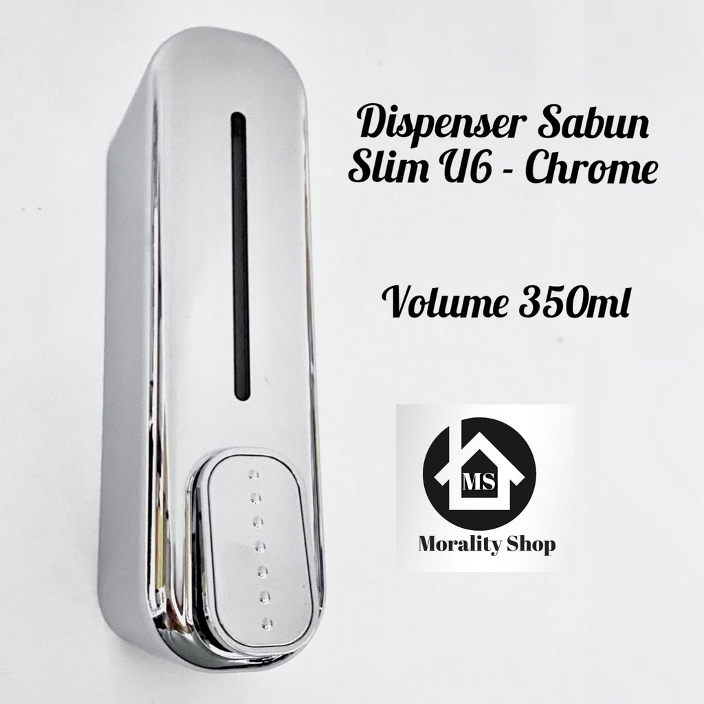 Tempat Sabun Cair Plastik Slim Chrome U6 -Sanitizer Conditionar Shampoo Soap Dispenser 350 ml