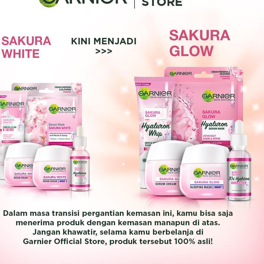 Terkini VHQ Garnier Sakura Glow Kit Day &amp; Night Cream - Moisturizer Skincare Krim Siang Malam (Light complete) 79 Ready Stock