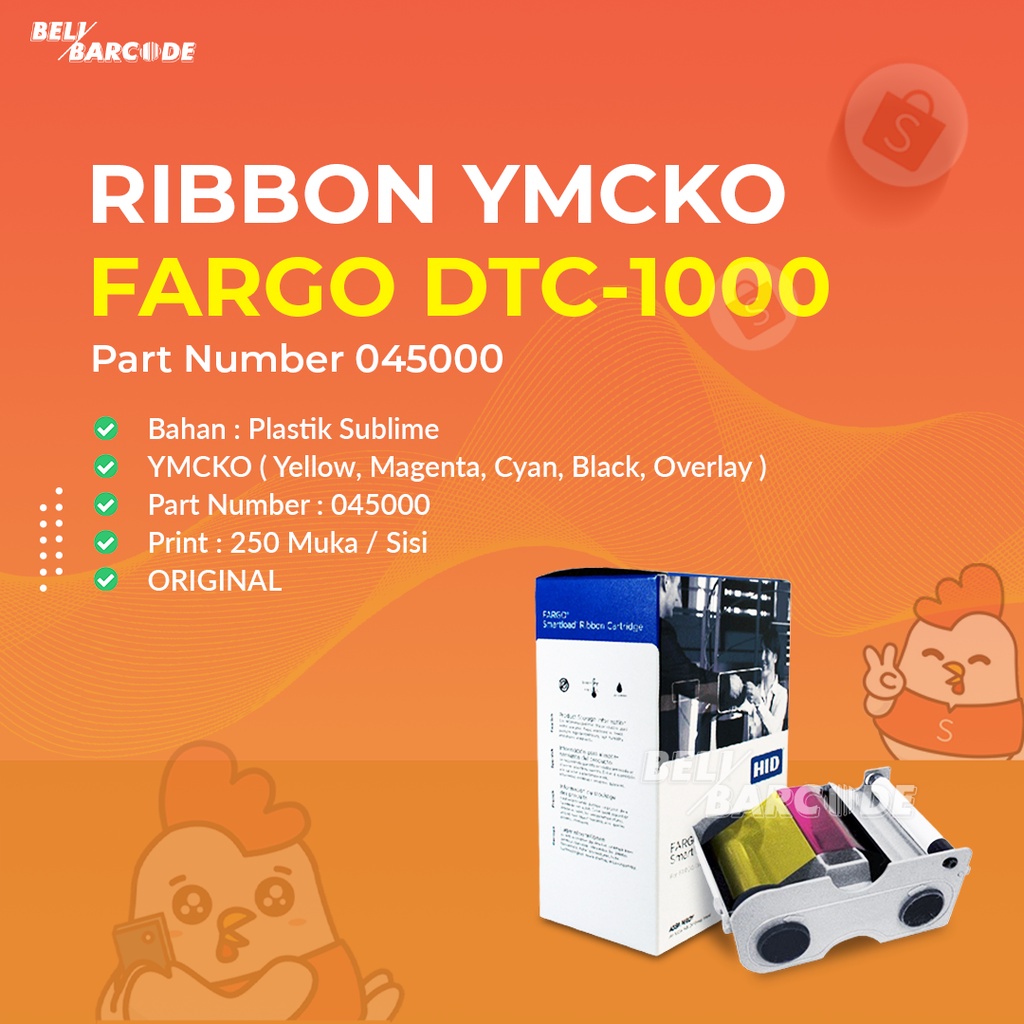 RIBBON ID CARD FARGO DTC1000/DTC1250 PN:045000 COLOR (YMCKO)