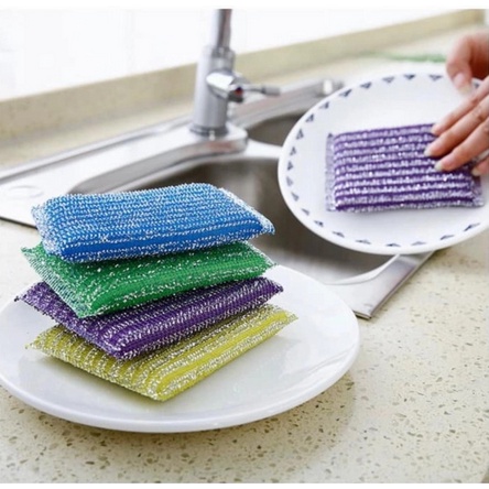 Spons Cuci Piring Warna Metalik Kawat Sponge Busa Alat Pembersih Mencuci Peralatan Memasak Jaring Spon Dish Washing Tools Equipment Dapur Serbaguna Pembersih Inovatif Efektif Mencuci Piring Gelas Wire Sponge Clean Murah Termurah Cleaner Grosir Prakarya