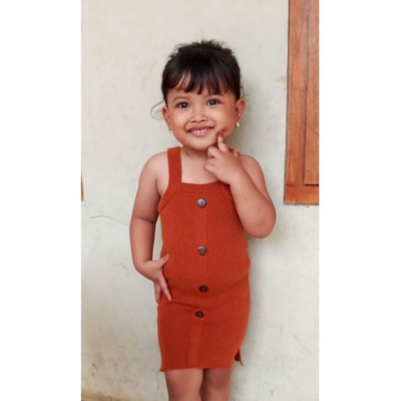 Dress Khalisa Viral 1-4 Tahun / Overall Dress Rajut Anak Premium