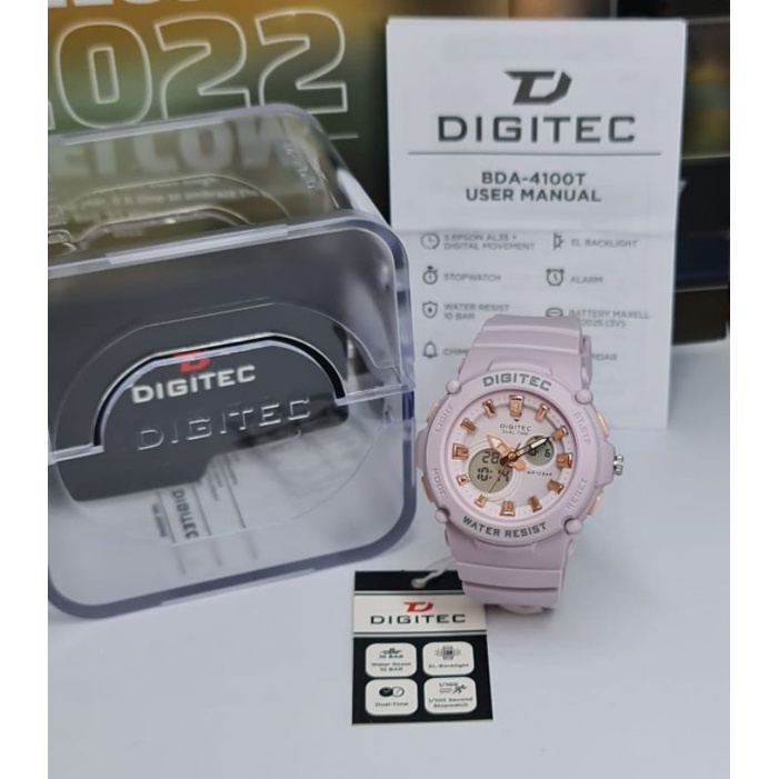 JAM TANGAN WANITA CEWEK DIGITEC 4100 DA 4100 ORIGINAL TALI RUBBER DOUBLE TIME TAHAN AIR