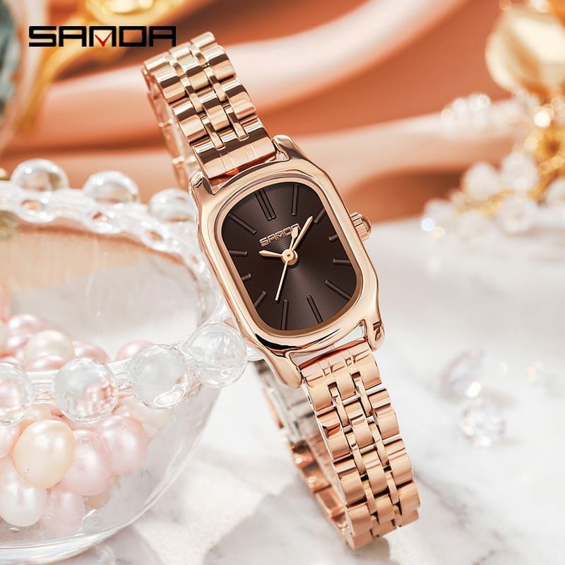 NEW SALE! SANDA P1104 Jam Tangan Wanita Analog Tali Kulit Stainless Steel Quartz