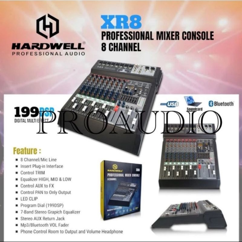 Mixer Hardwell 8 Channel XR 8 XR8 199 DSP Garansi 1 Tahun Original