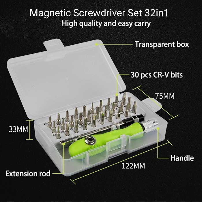 Obeng Set 32in1 Magnetik Mini Toll Kit Multi Screwdriver Set 32in1 Magnet Tool Service HP Komputer Toys
