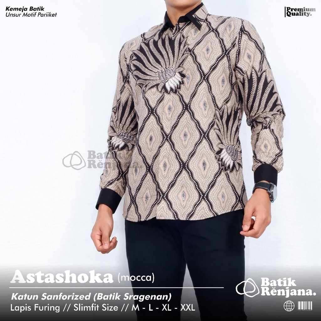 ASTASHOKA RENJANA BATIKSOLOAMANAH KEMEJA BAJU BATIK PRIA SOLO LENGAN PANJANG PENDEK LAPIS FURING ATASAN BATIK PREMIUM MODERN KATUN HALUS MODHANG NAVY RAGHNALA HITAM PEKSI GUMELAR ARFANA HITAM ASMARA MAHKOTA SEDJIWO PARANG LASEM SANDAGEL RENJANA KENCONO
