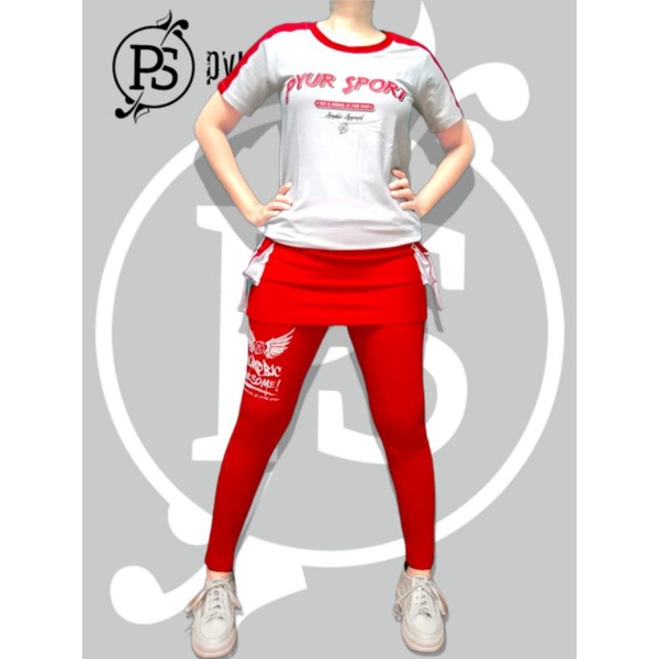 PYUR SPORT BAJU SENAM ZUMBA AEROBIC-Setelan Leging rok saku Baju pendek allsize dan jumbo