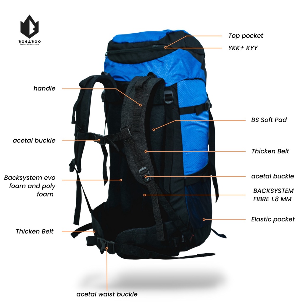 Paket Tas Gunung Tas Keril MAHVEN 45L + Cover Bag Bogabo 60 - Keril + Coverbag + ShoulderPad