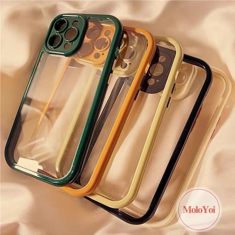 Soft Case Pelindung Kamera Belakang Bahan Akrilik Transparan Glossy Untuk iPhone 11 14 13 12 Pro MAX XR 14 Plus X XS MAX