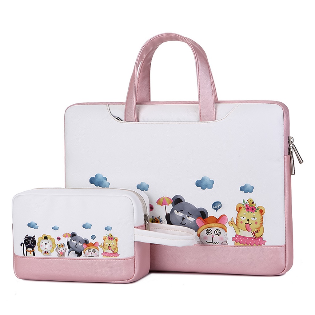 Tas Laptop Wanita Selempang dan Jinjing Karakter Lucu Gratis Pouch