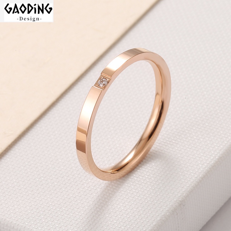 Cincin Berlian Zircon Luminescent Bahan Stainless Steel Warna Silver Untuk Wanita