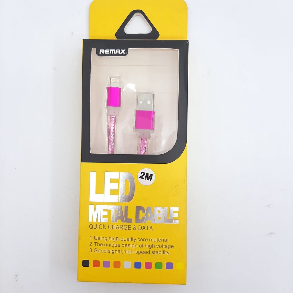 KABEL DATA REMAX LED METAL IPHONE / KABEL CHARGER IPHONE LED