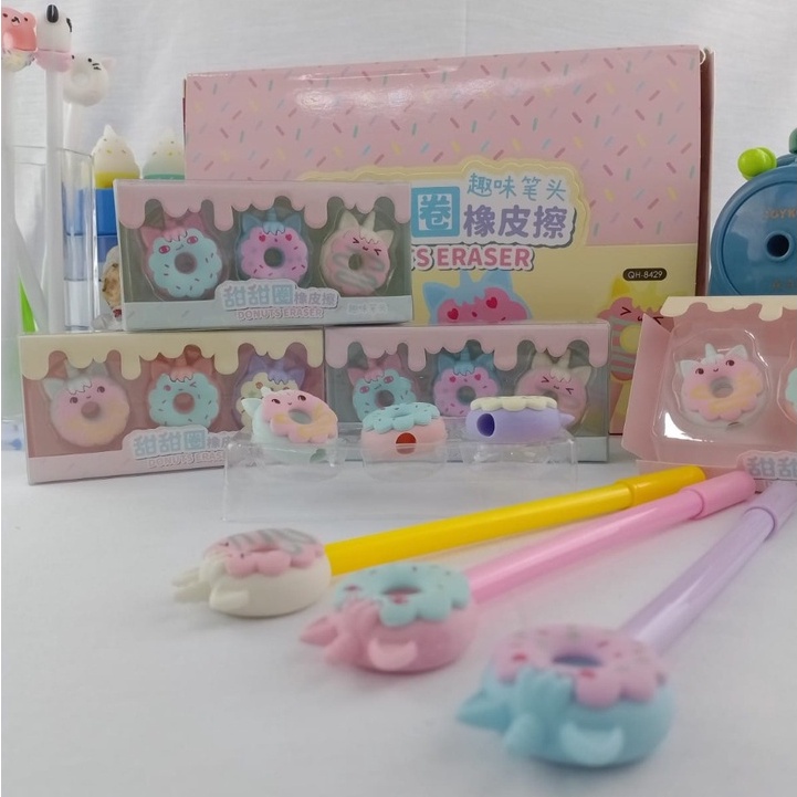 PENGHAPUS FANCY DONUT UNICORN 1 BOX ISI 3 PCS IMUT LUCU HARGA TERMURAH