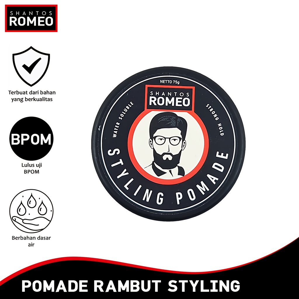 SHANTOS ROMEO Pomade Rambut 75 G Styling Pomade Hair Oil Minyak Rambut HOL-SHANTOS