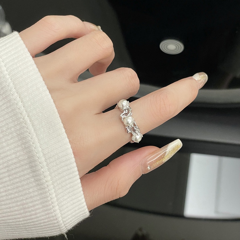 Cincin Model Terbuka Aksen Mutiara Gaya Korea