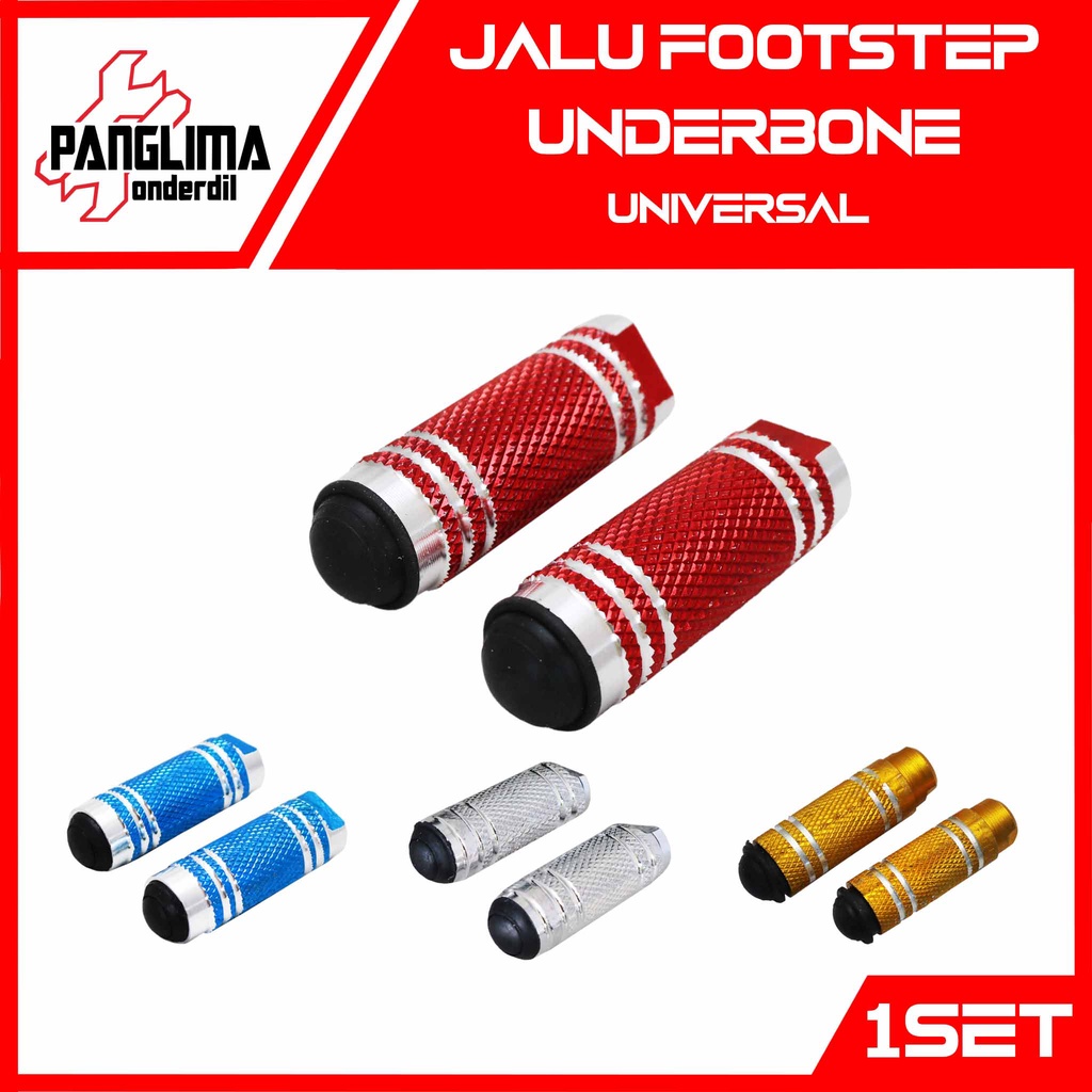 Jalu Footstep Underbone CNC Universal Emas-Silver-Merah-Biru Foot Step Model Underbon-Under bone 1 Set-2 Pcs