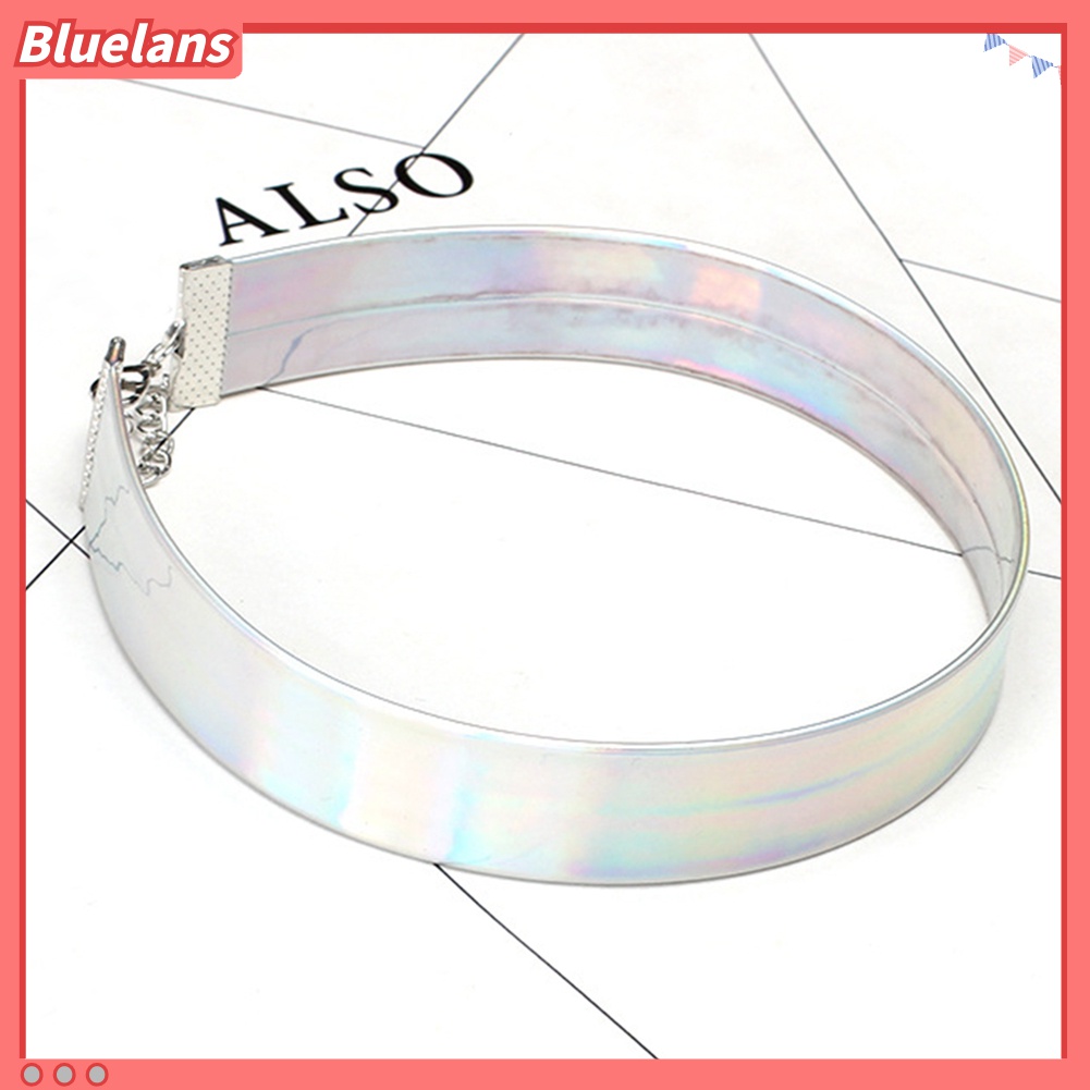 Perhiasan Kalung Choker Wanita Warna-Warni Holografik Laser Gaya Punk Untuk Hadiah