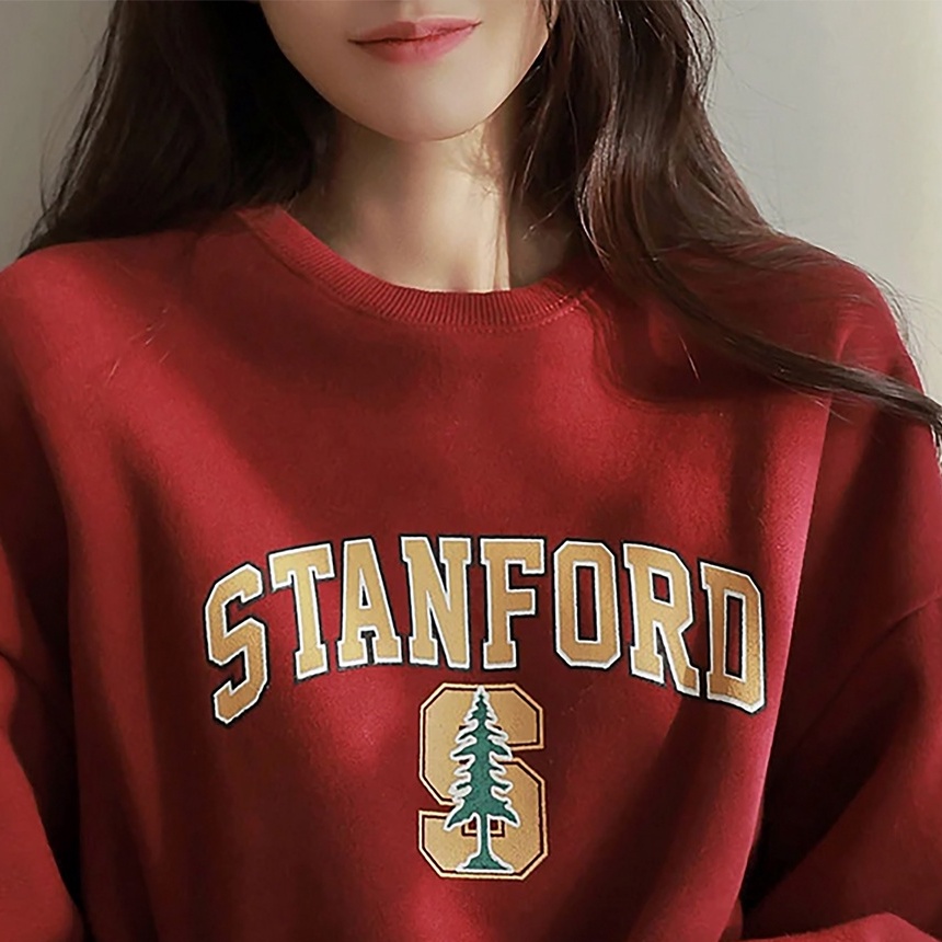 Sweater Stanford | College Style Sweatshirt | Baju Wanita Dan Pria Oversize | Sweater Logo Kampus | Bahan Fleece | Allsize