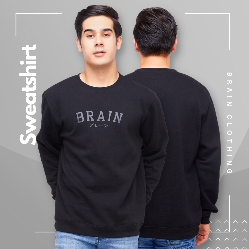 Brain Clothing Sweatshirt Pria SHADOW CN warna Hitam