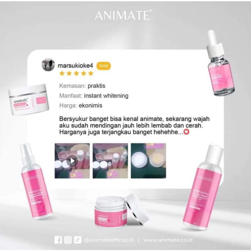 ANIMATE instan whitening series 5in1 BPOM free minigold free pouch