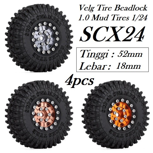 Velg Tire Ban 1.0 Beadlock upgrade 52m Axial SCX24 1/24 RC Crawler Car