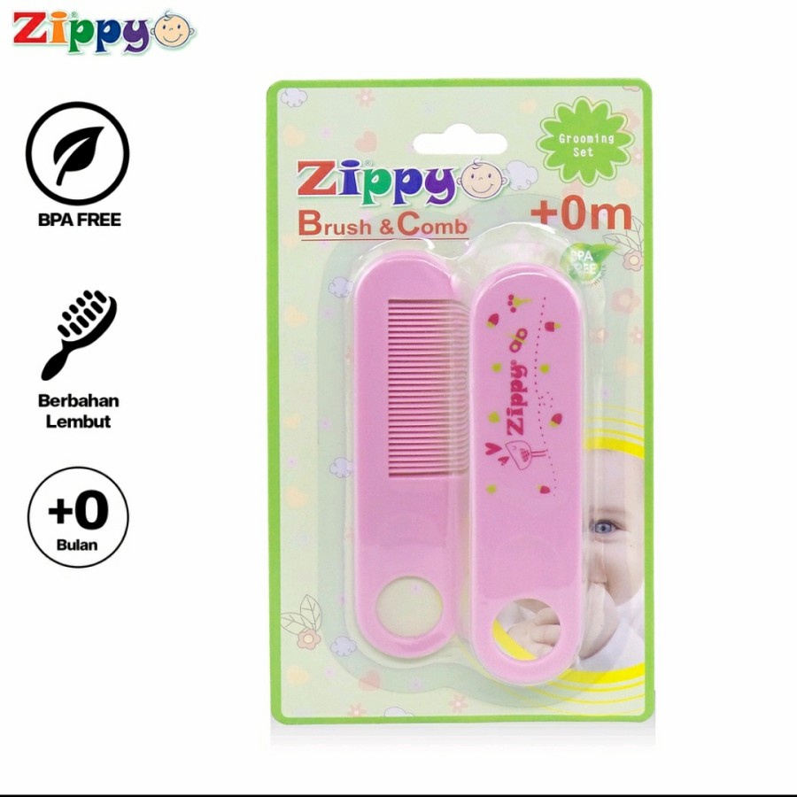 Sisir Bayi Zippy Brush &amp; Comb ( BPA Free ) Dengan Bahan Yang Lembut dan Aman