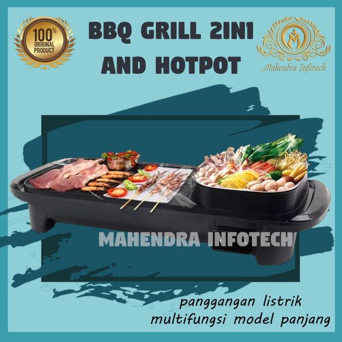 TERMURAH Panggangan BBQ dan Panci Suki Hotpot Elektrik 2in1 Electric Grill /PERALATAN MASAK SET/PANC