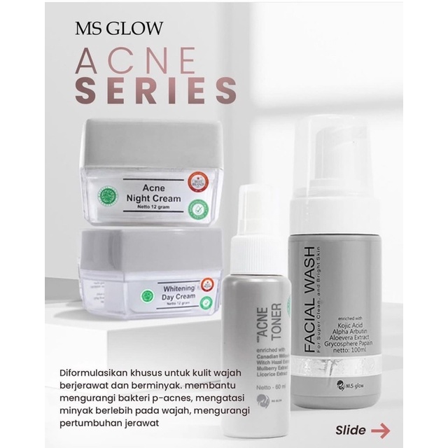 Ms Glow Paket Wajah Acne Original/whitening/luminous/ultimate