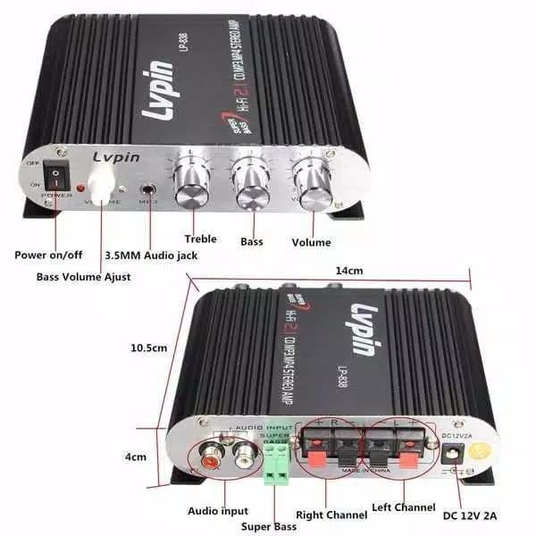 Amplifier Amplifier Mini 200W Rms Mini Hi-Fi 2.1 Untuk Mobil - Motor - Rumah