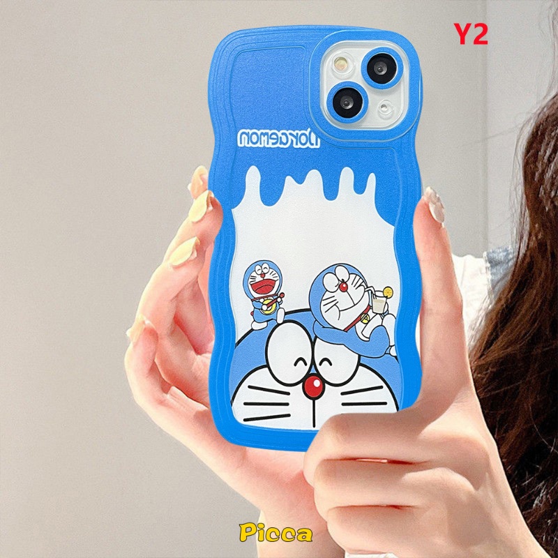 Vivo Y36 Y16 Y02 V25E Y22 Y35 Y15A Y12s Y11 Y15s Y21s Y17 V25 Y33s Y15 V23E Y20 Y12 Y75 Y91C V20 Y12i Y91 Y21 Y1 Y1s T1 Y55 Y30 Tempat Susu Imut Doraemon Milk Tea Ice Cream Wavy Edge Case