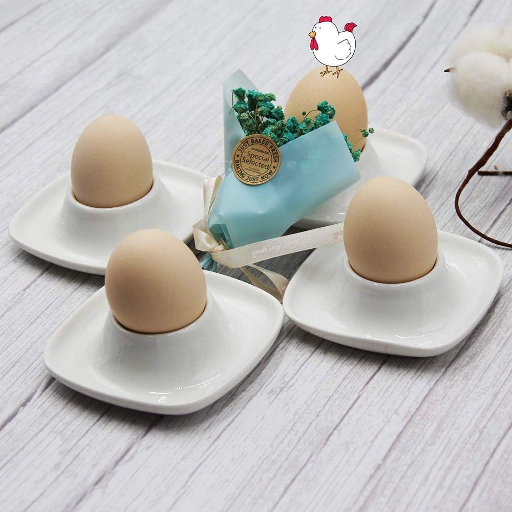 [Elegan] Eggs Cup Easter 4Pcs Breakfast Porcelain Rebus Telur Rak Penyimpanan Dapur