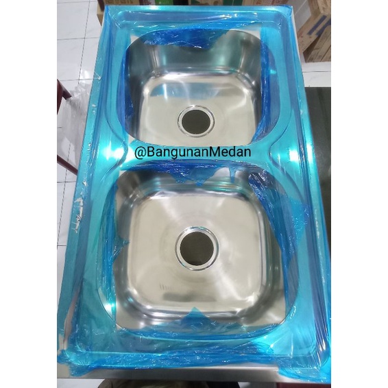 ✅BISA COD BAK CUCI PIRING DALAM STAINLESS TRINOVA DUA LUBANG KITCHEN SINK WASTAFEL