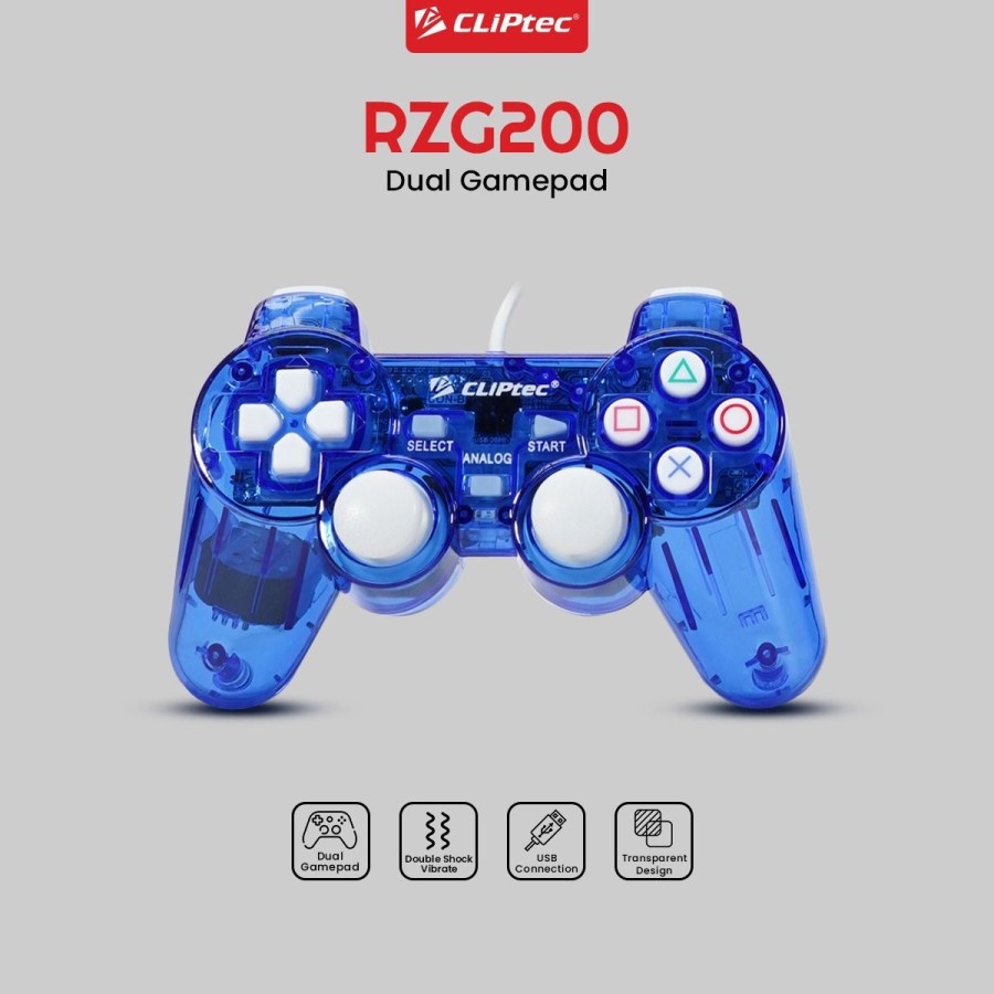 Gamepad Cliptec RZG200 USB Double Transparan - CLIPtec RZG 200