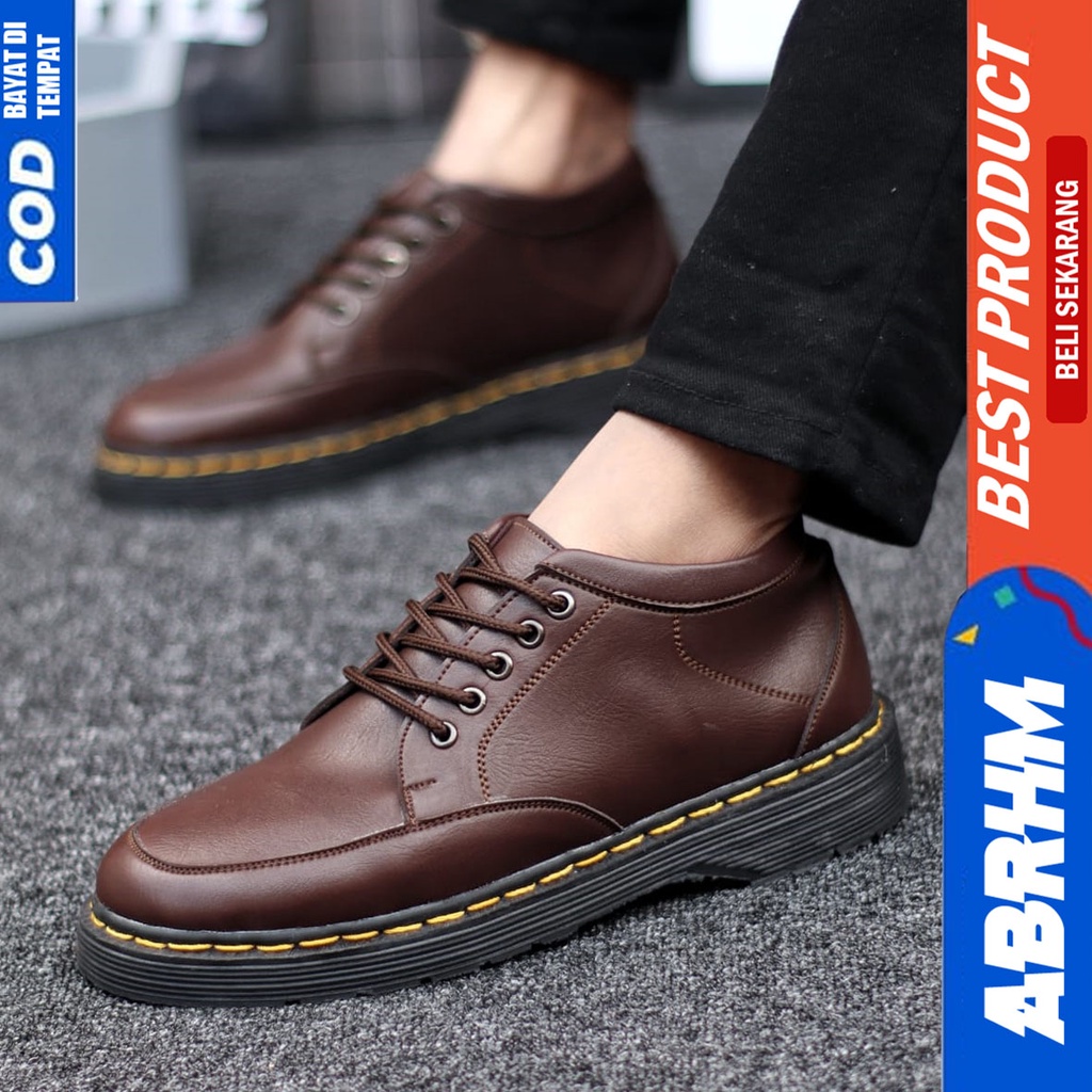 Sepatu Formal Pantofel Docmart Low Boots Kerja Hitam Pria Abrhm GAVI