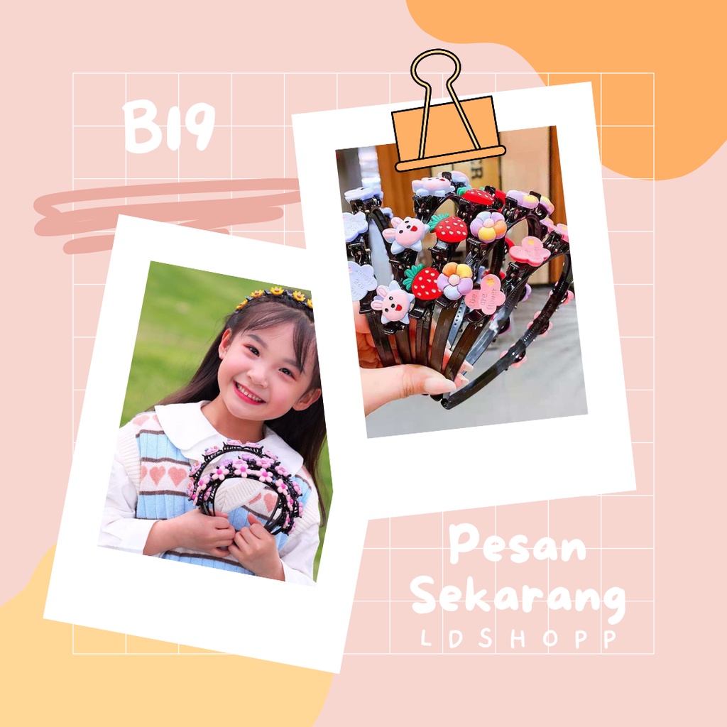 LDS B19 Bando Jepit Fashion Rambut 2 in 1 Aksesoris Rambut Wanita Anak Dewasa Lucu Karakter