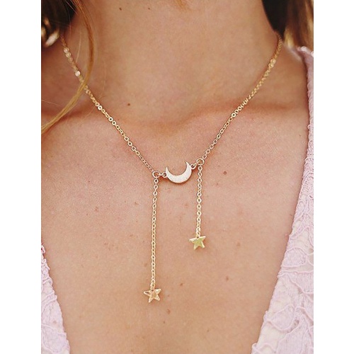 LRC Kalung Fashion Kc Gold Star Moon V35552