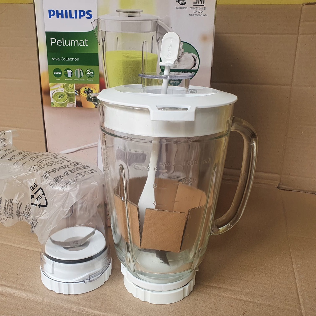 GELAS KACA JUS+GELAS BUMBU BLENDER PHILIPS DRY MILL HR 2115/HR2116/HR2061/HR2071 ORIGINAL