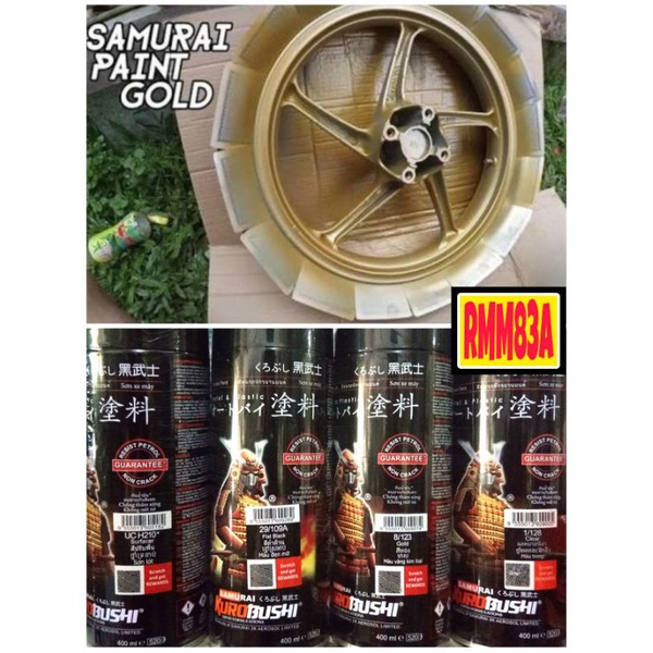 PAKET SAMURAI PAINT GOLD RCB EMAS 8/123, CAT SEMPROT/PILOX TAHAN BENSIN, ANTI RETAK Pylox Pilok