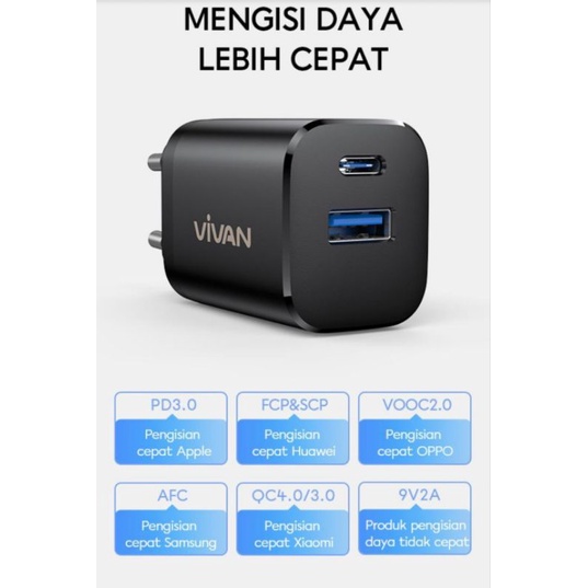 Charger Original VIVAN POWER SUPER 30 CASAN 3 A Quick  Charge 3.0 30 Watt 100% ORIGINAL BY VIVAN (VROFFSTORE)