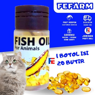 Image of Vitamin Kucing Gemuk Bulu Lebat Minyak Ikan Suplemen Nafsu Makan 20 Butir FEFARM